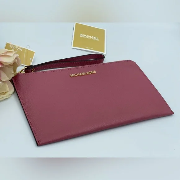 Michael Kors Jet Set Large Leather Clutch Wristlet - Picture 3 of 9